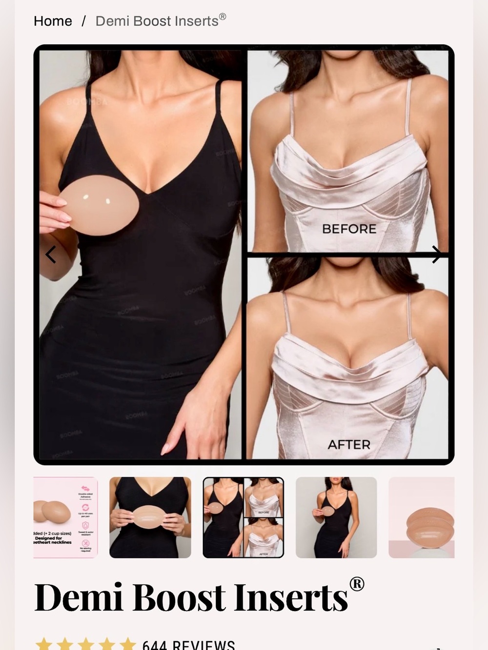 BOOMBA Demi Boost Inserts in Beige Tone, Size F - Picture 13 of 13